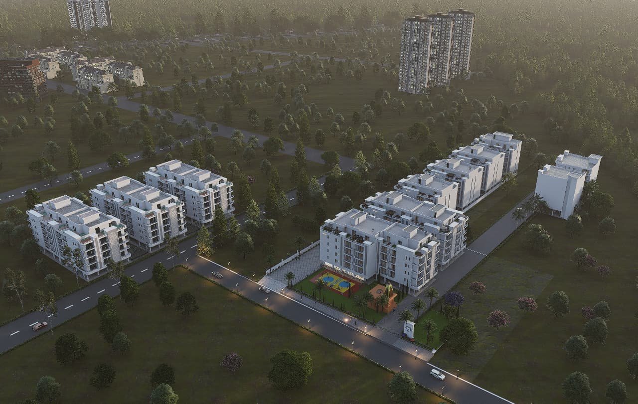 Aerial view of Twin Chalet
